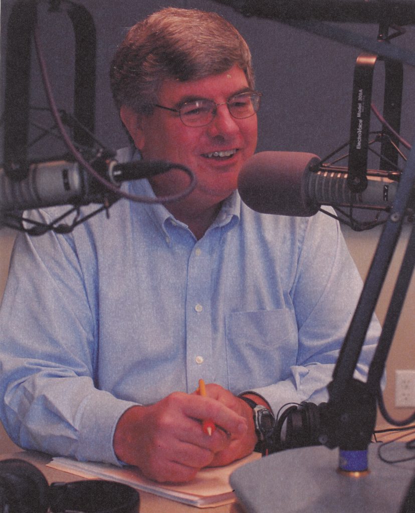 Dale Davis at a radio microphone